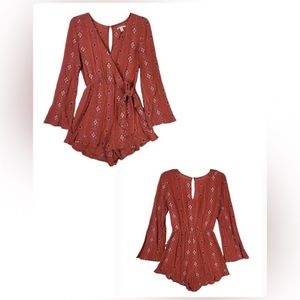 Mi a mi Women’s Nikola Flared Long Sleeve Embroidered Romper